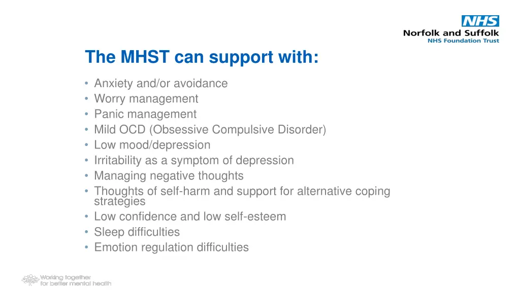 the mhst can support with