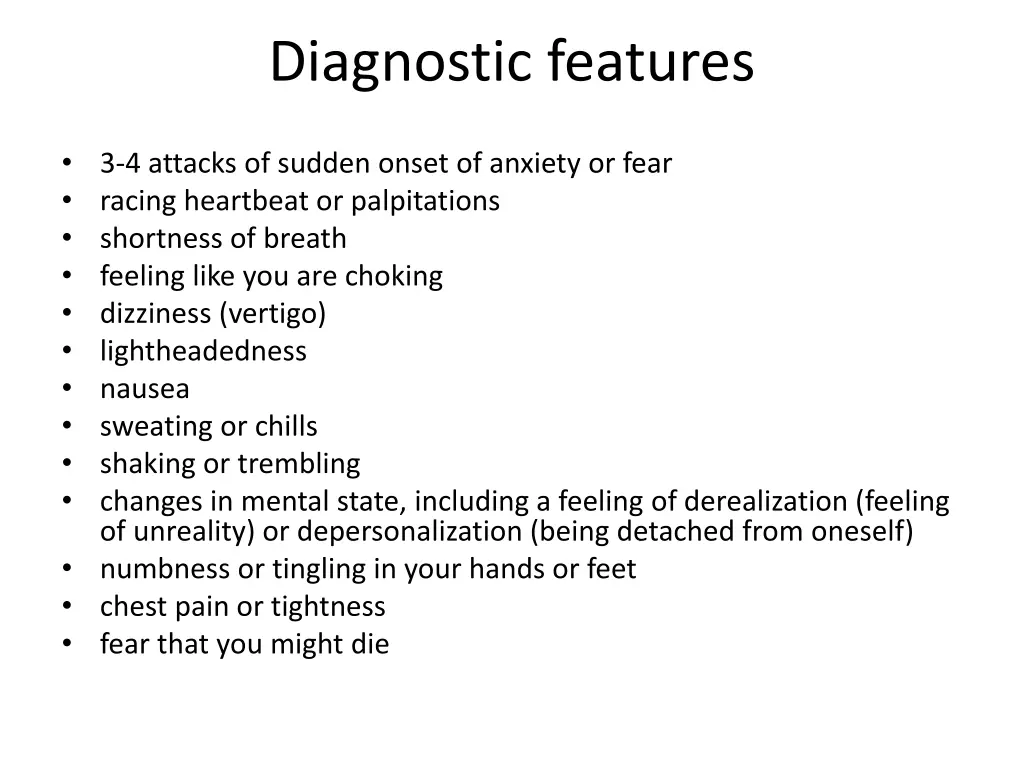 diagnostic features