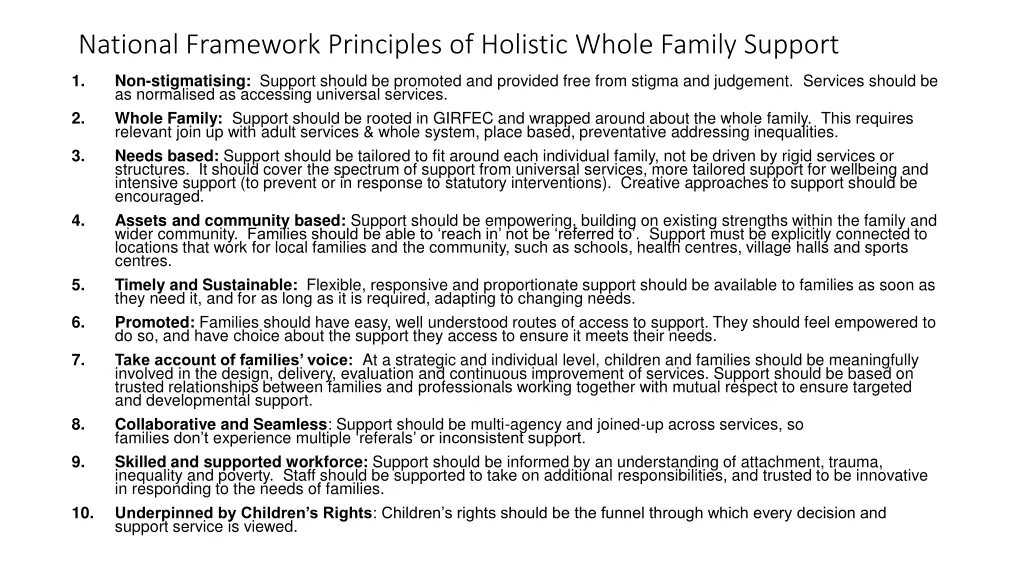 national framework principles of holistic whole