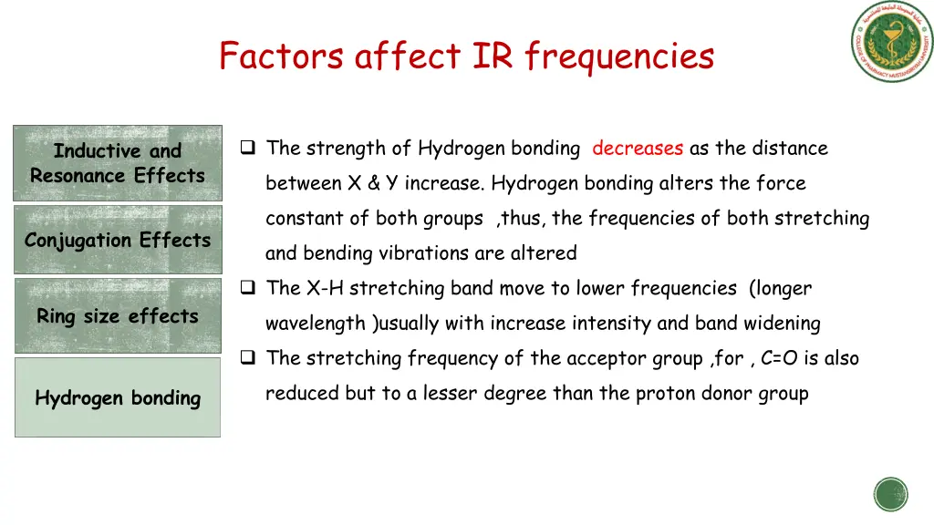 factors affect ir frequencies 3