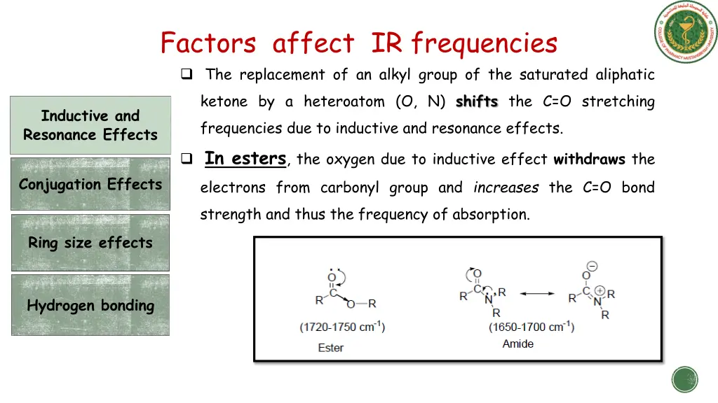 factors affect ir frequencies the replacement