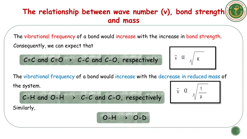 the relationship between wave number v bond