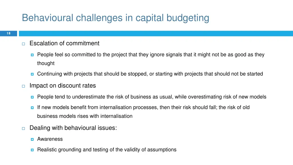 behavioural challenges in capital budgeting 1