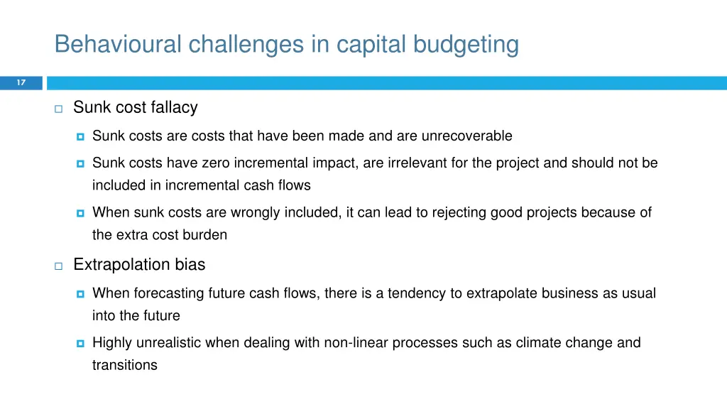 behavioural challenges in capital budgeting