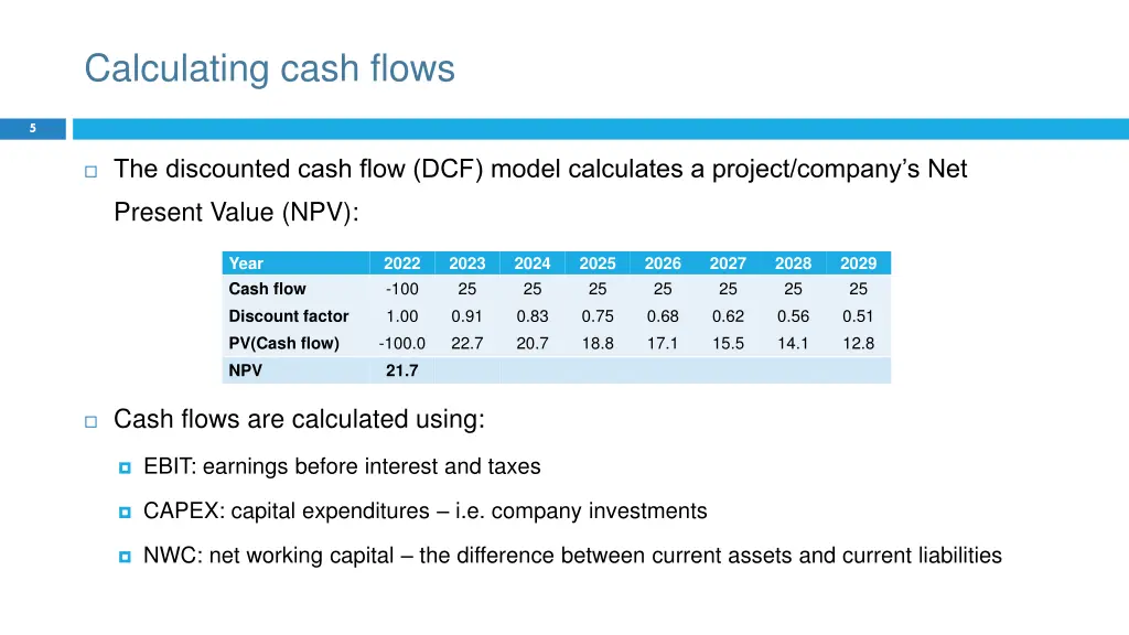 calculating cash flows