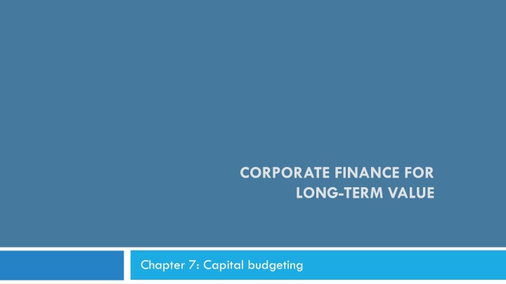 corporate finance for long term value