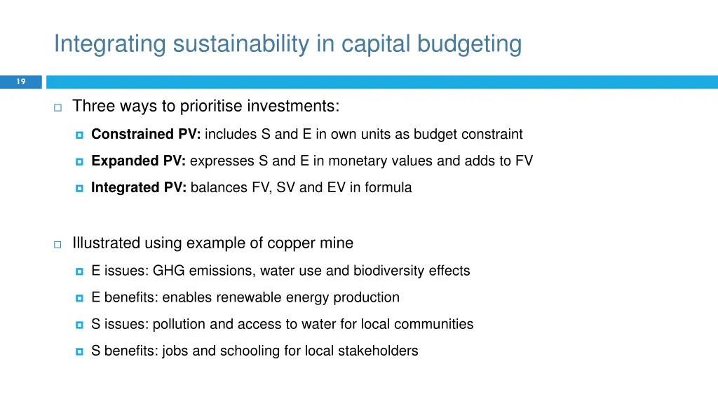 integrating sustainability in capital budgeting