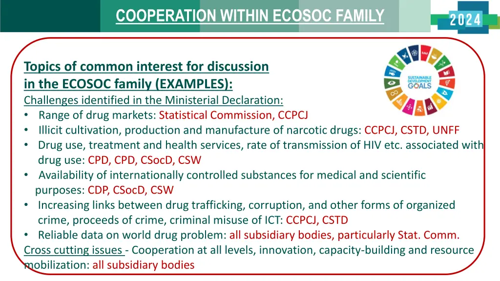 cooperation within ecosoc family