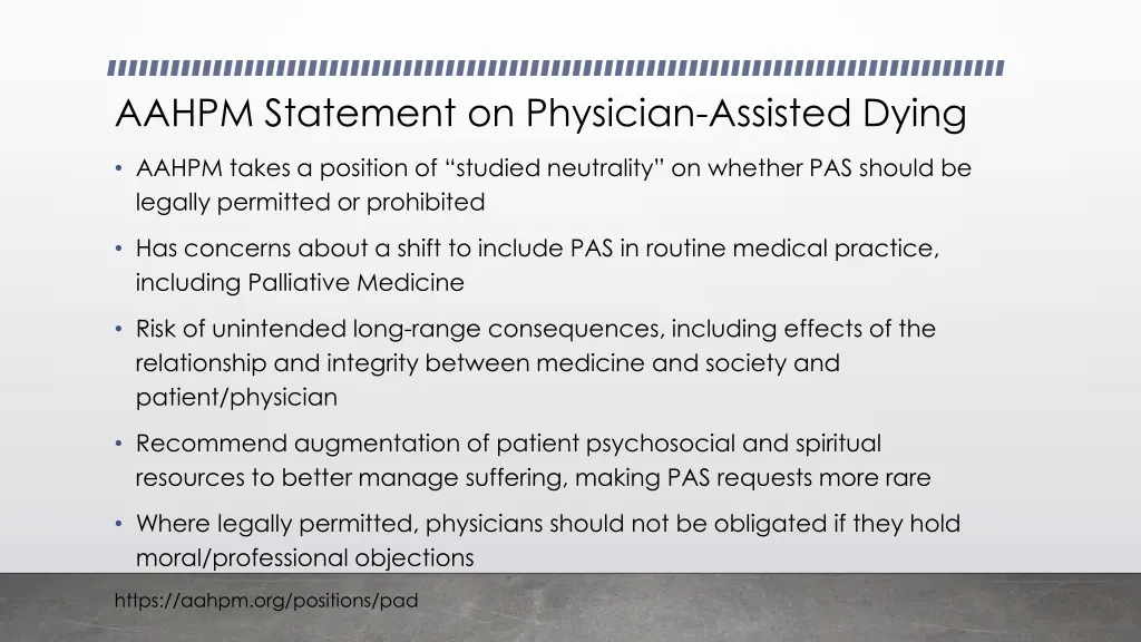 aahpm statement on physician assisted dying