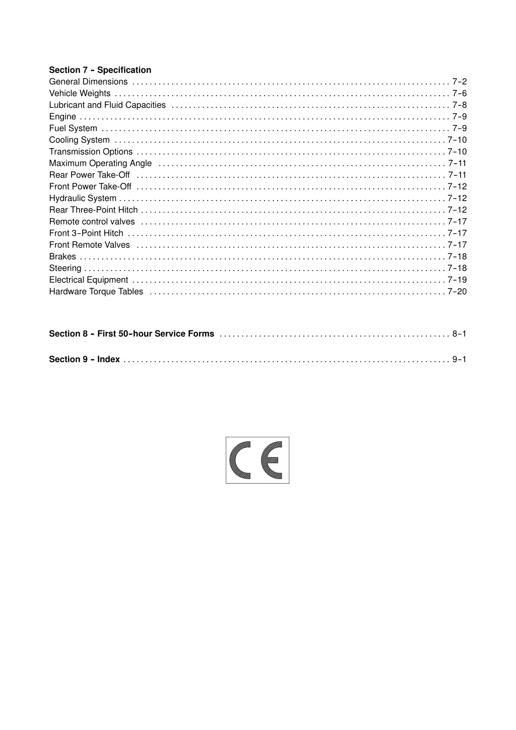 section 7 specification general dimensions