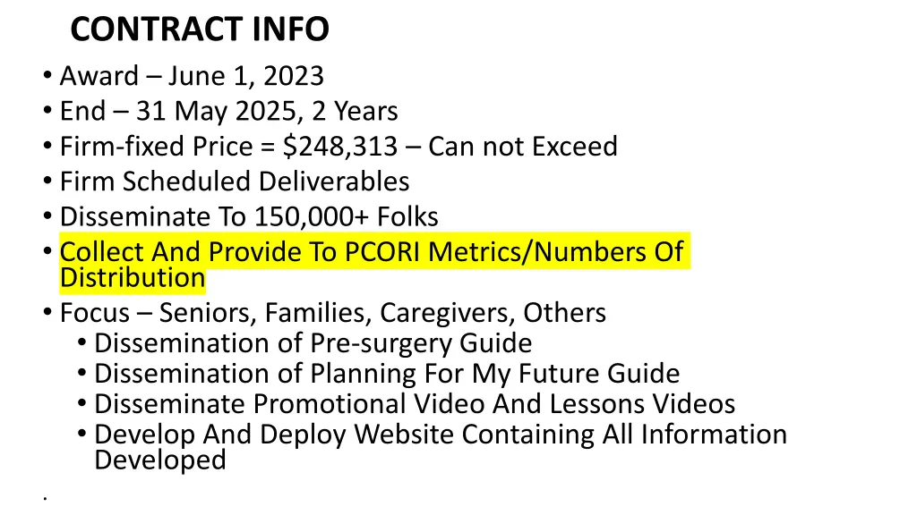 contract info award june 1 2023 end 31 may 2025