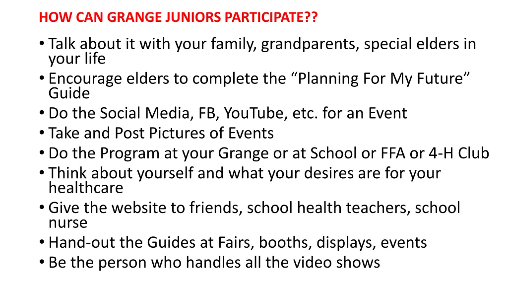 how can grange juniors participate talk about