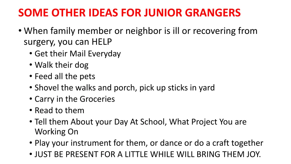 some other ideas for junior grangers 1
