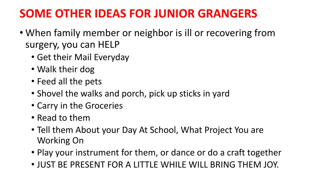 some other ideas for junior grangers