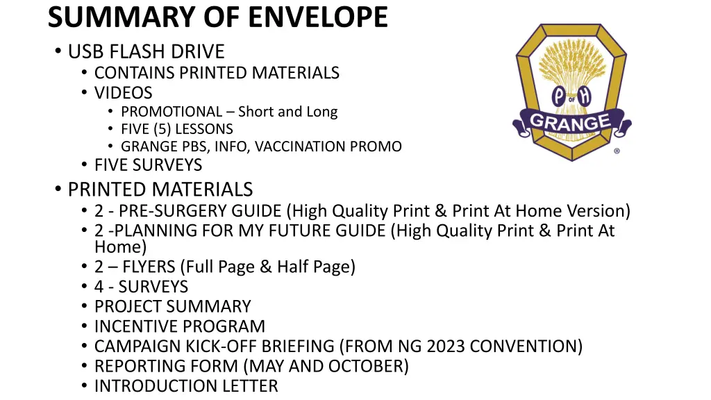 summary of envelope usb flash drive contains