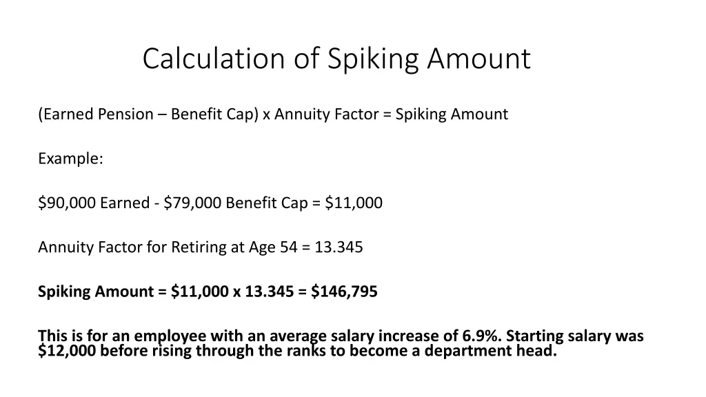 calculation of spiking amount