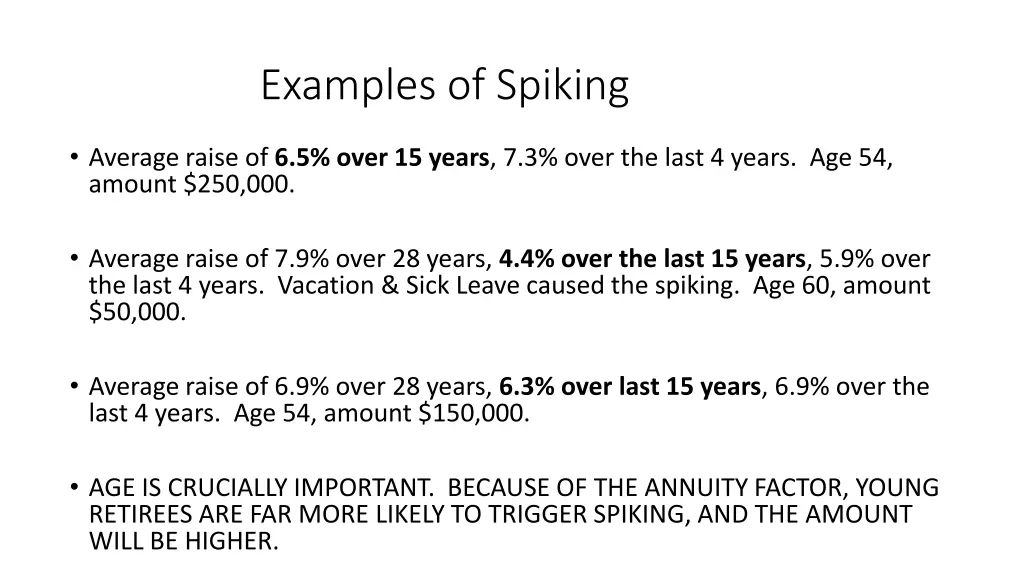 examples of spiking