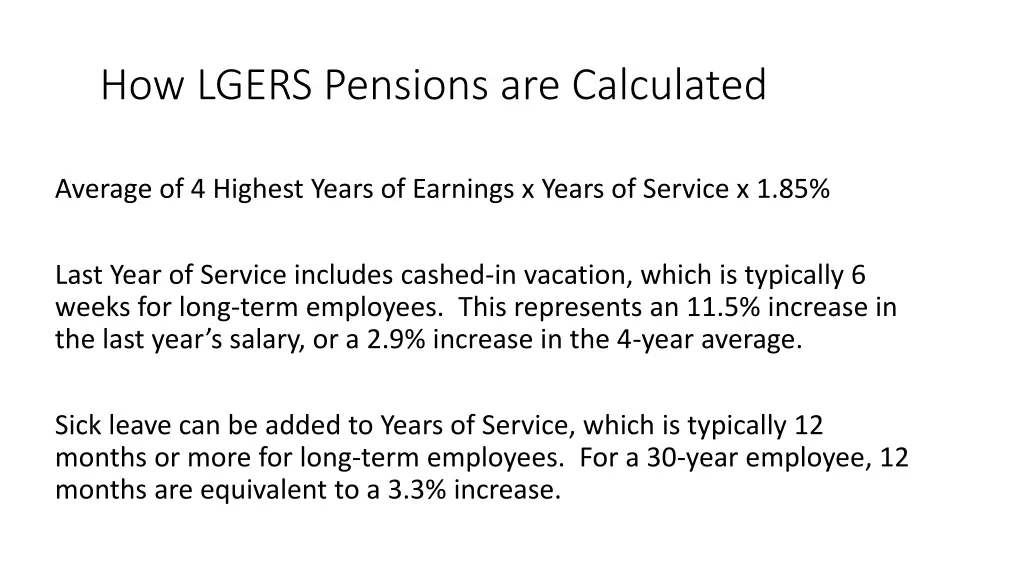 how lgers pensions are calculated