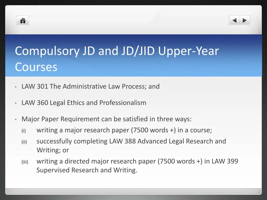 compulsory jd and jd jid upper year courses