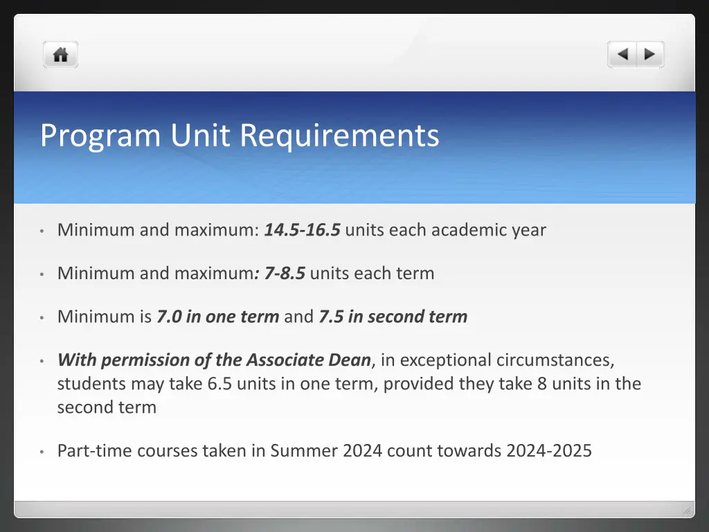 program unit requirements