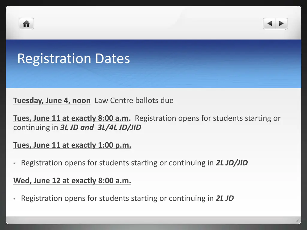 registration dates