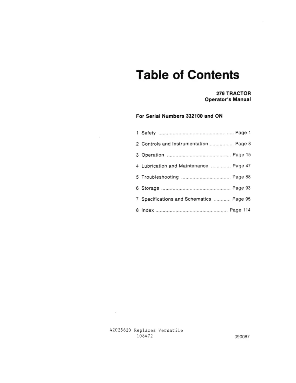 table of contents