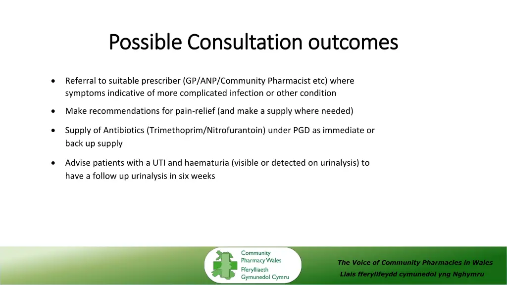 possible consultation outcomes possible