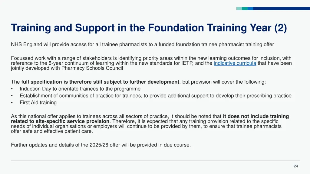 training and support in the foundation training 2