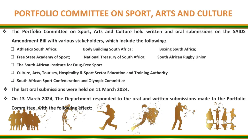 portfolio committee on sport arts and culture