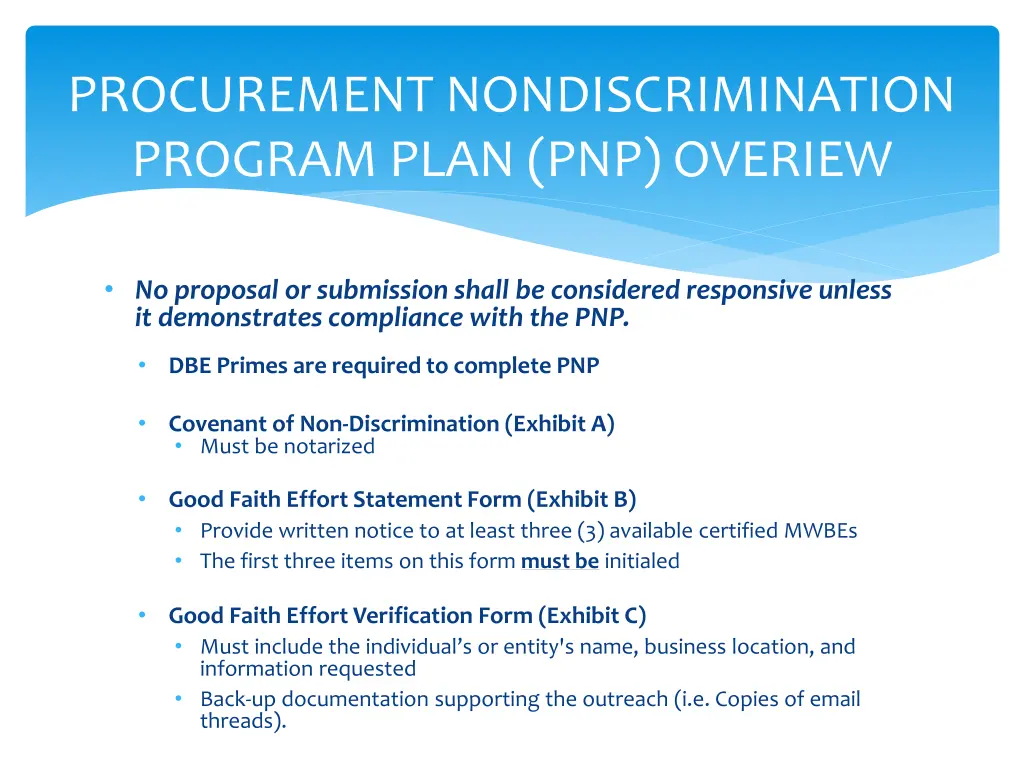 procurement nondiscrimination program plan