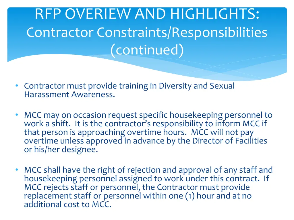 rfp overiew and highlights contractor constraints 1