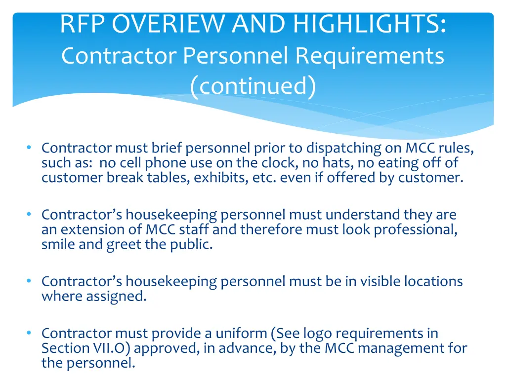 rfp overiew and highlights contractor personnel 1