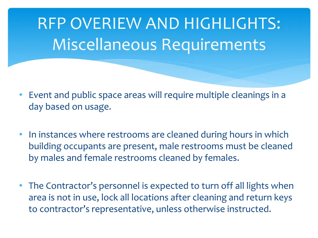 rfp overiew and highlights miscellaneous