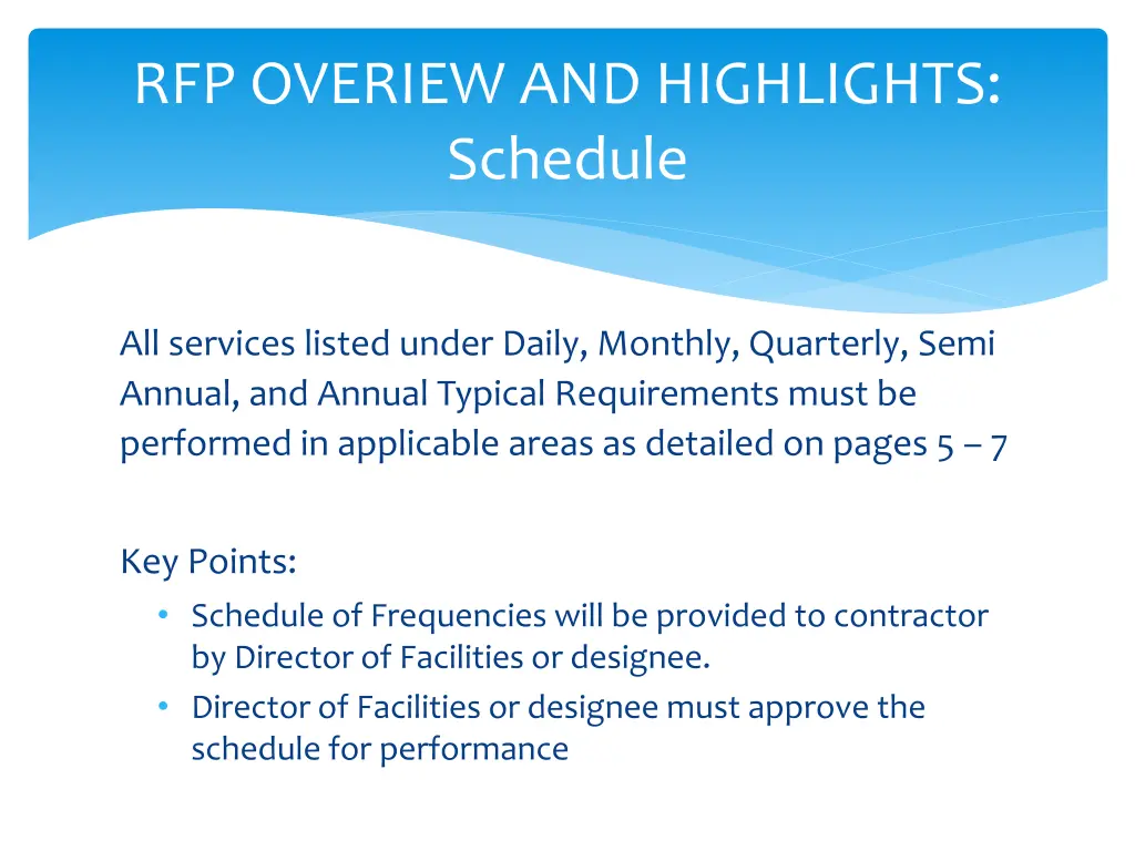 rfp overiew and highlights schedule