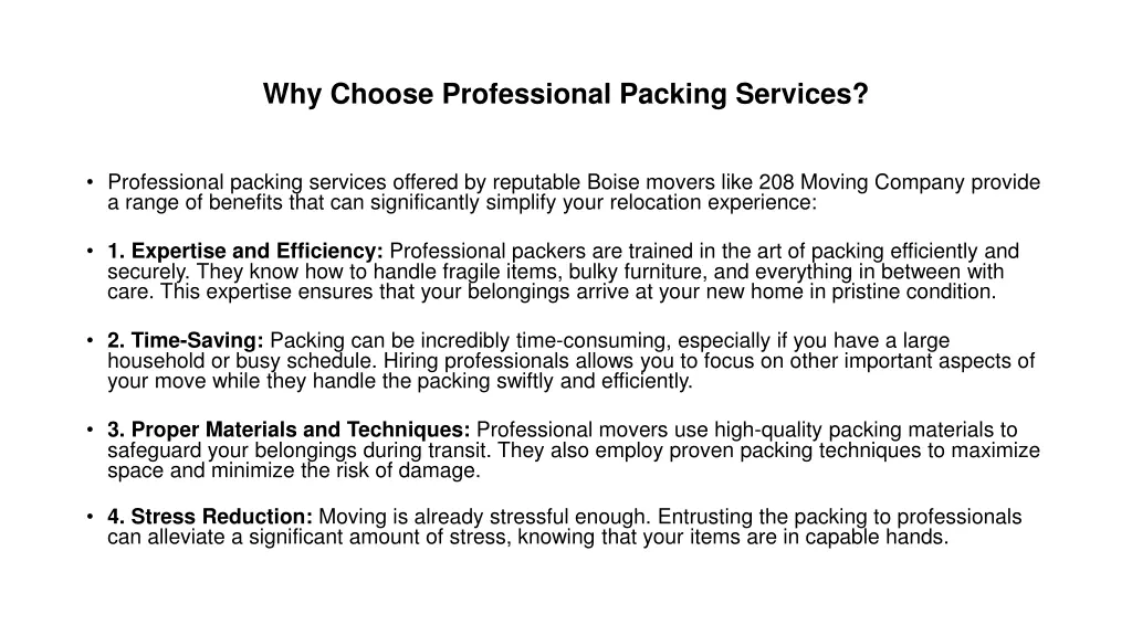 why choose professional packing services