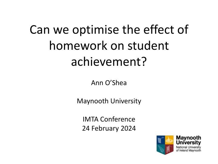 can we optimise the effect of homework on student