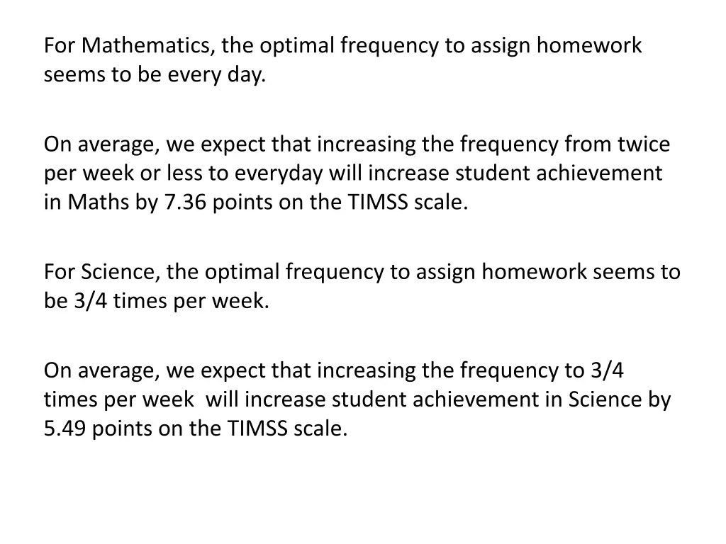 for mathematics the optimal frequency to assign