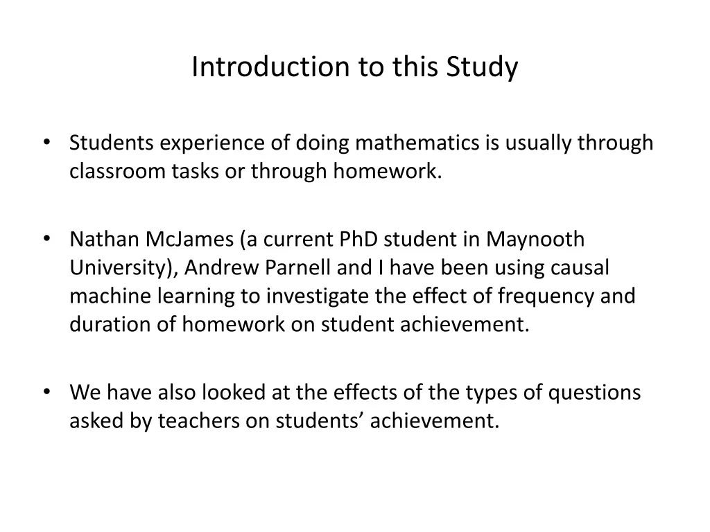 introduction to this study