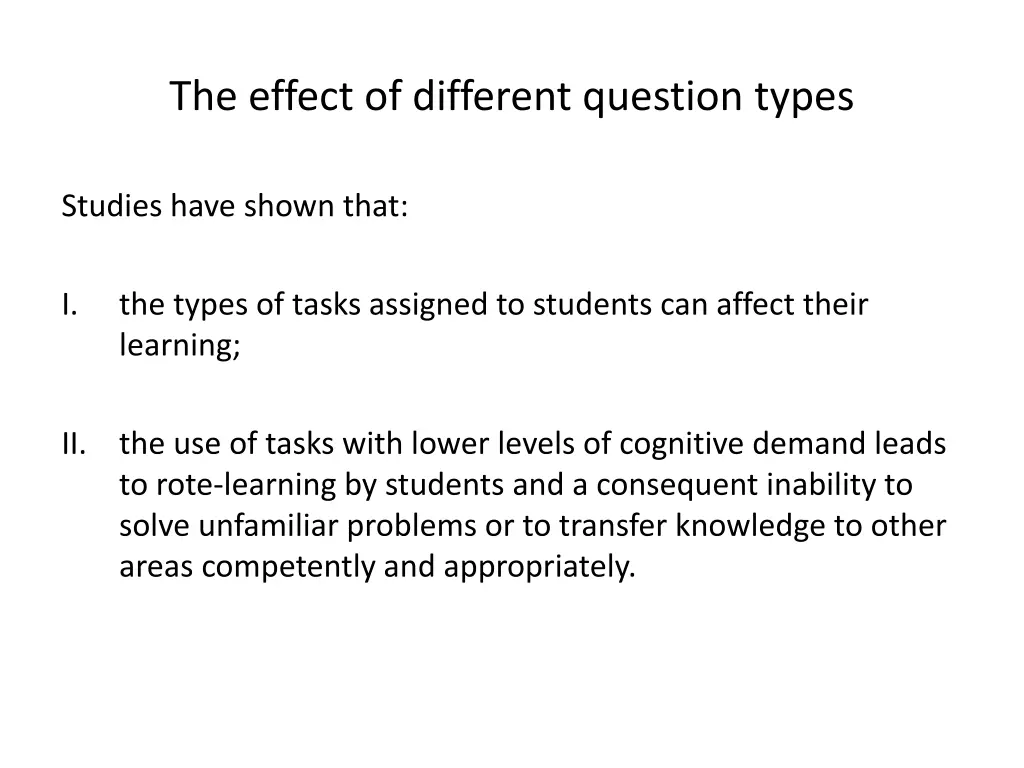 the effect of different question types