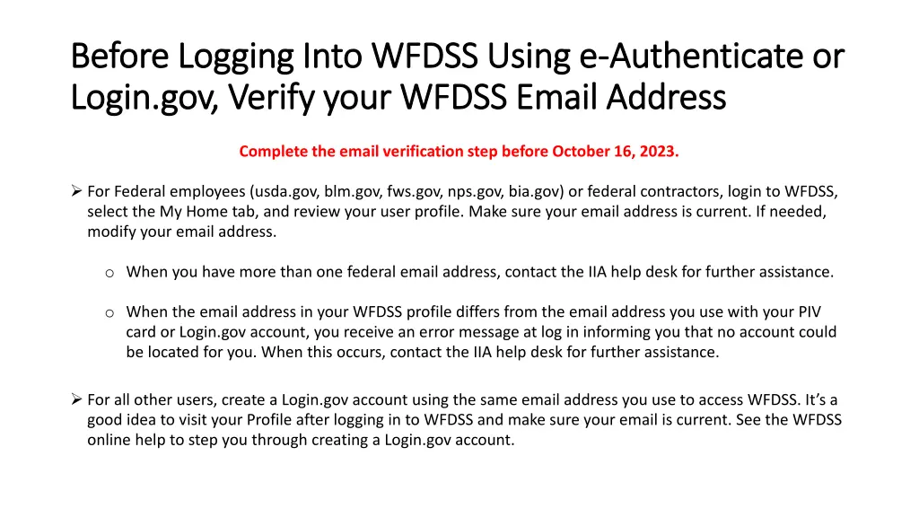 before logging into wfdss using e before logging