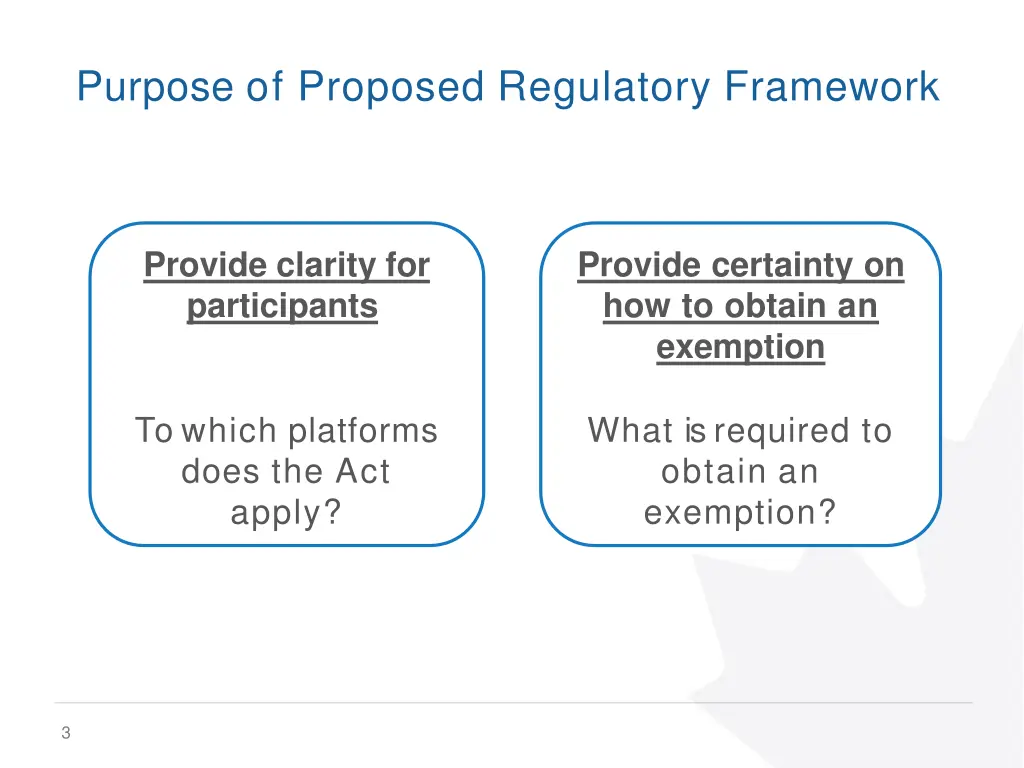 purpose of proposed regulatory framework