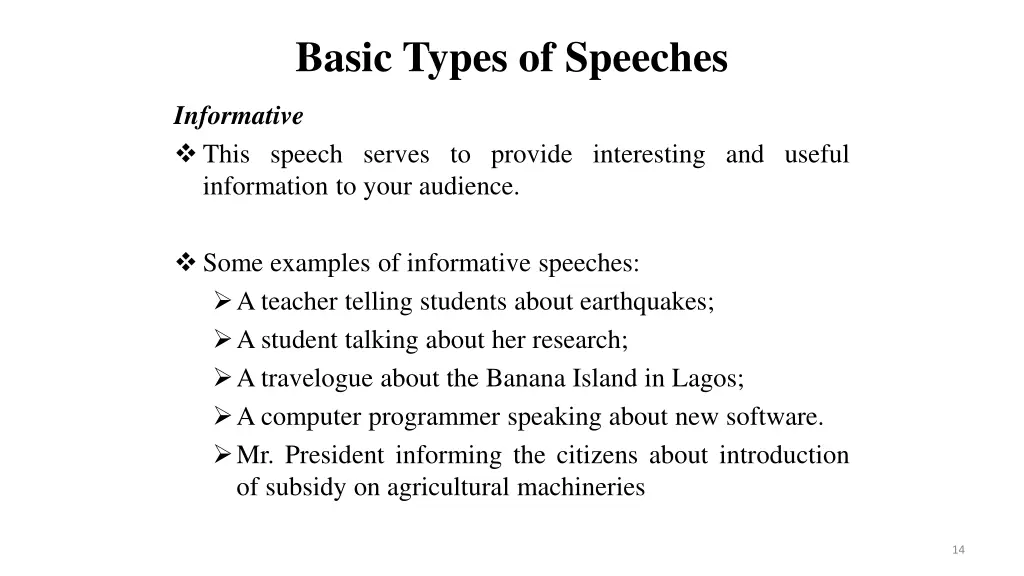 basic types of speeches