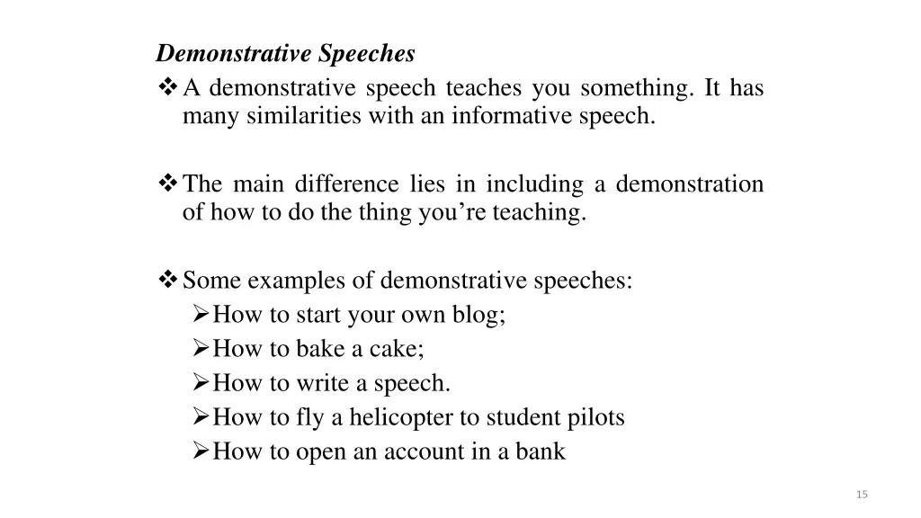 demonstrative speeches a demonstrative speech