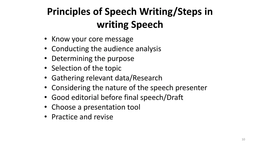 principles of speech writing steps in writing