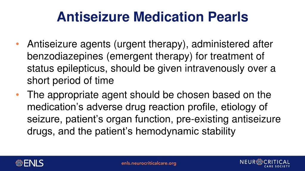 antiseizure medication pearls