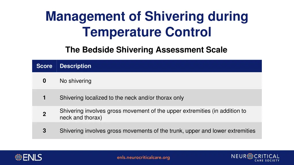 management of shivering during temperature control