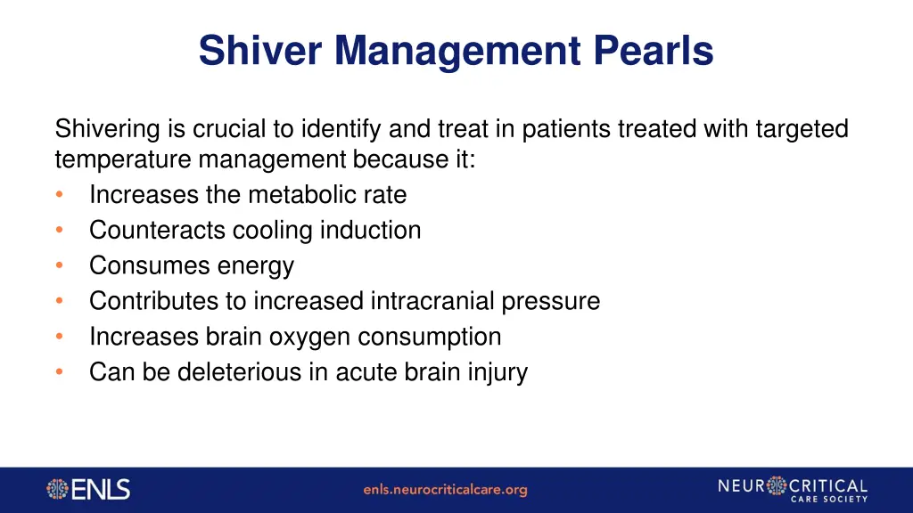 shiver management pearls