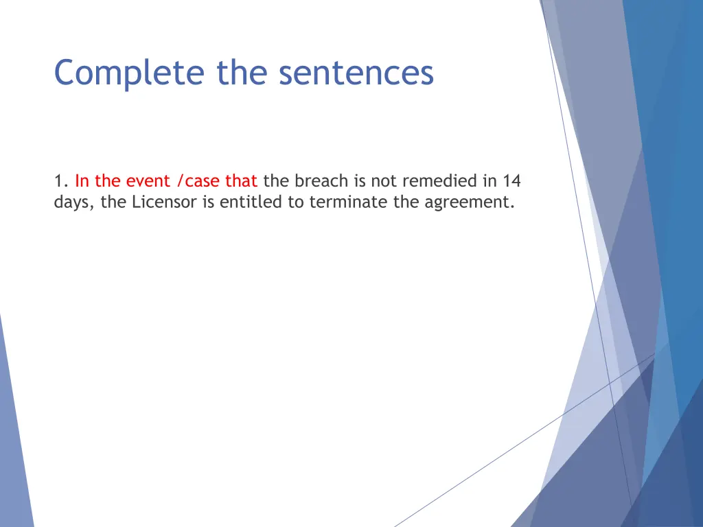 complete the sentences 2