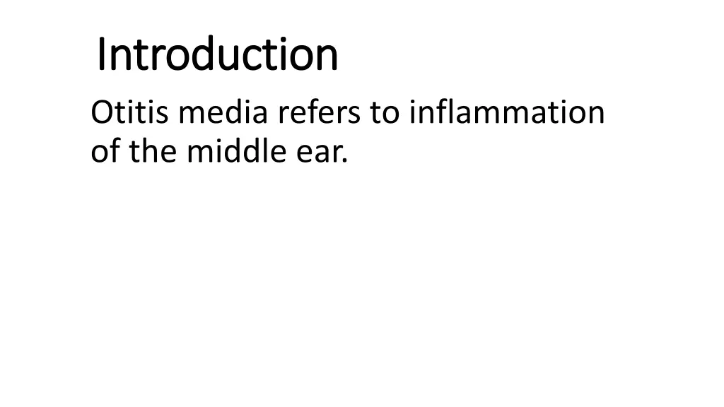 introduction introduction otitis media refers