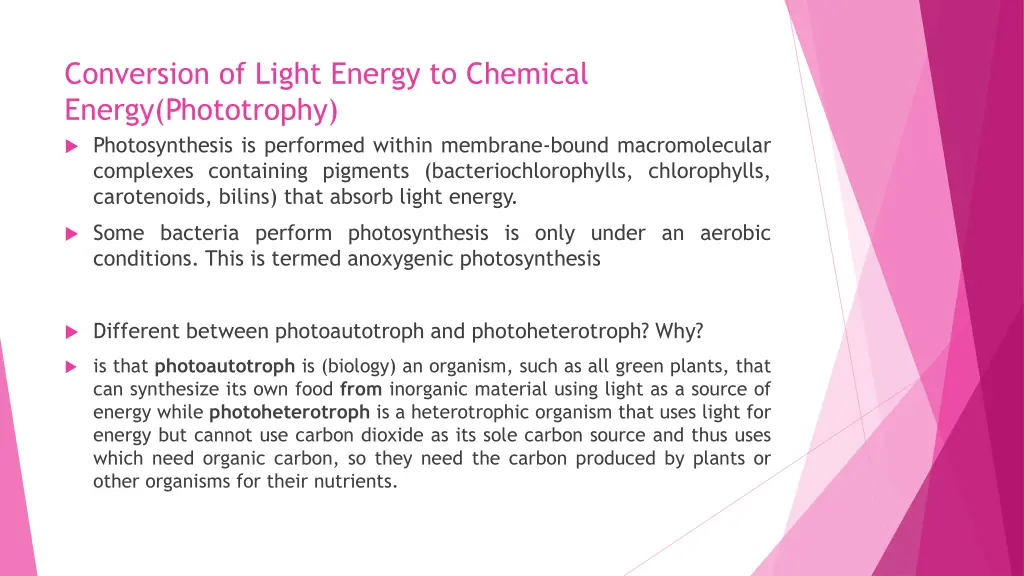 conversion of light energy to chemical energy